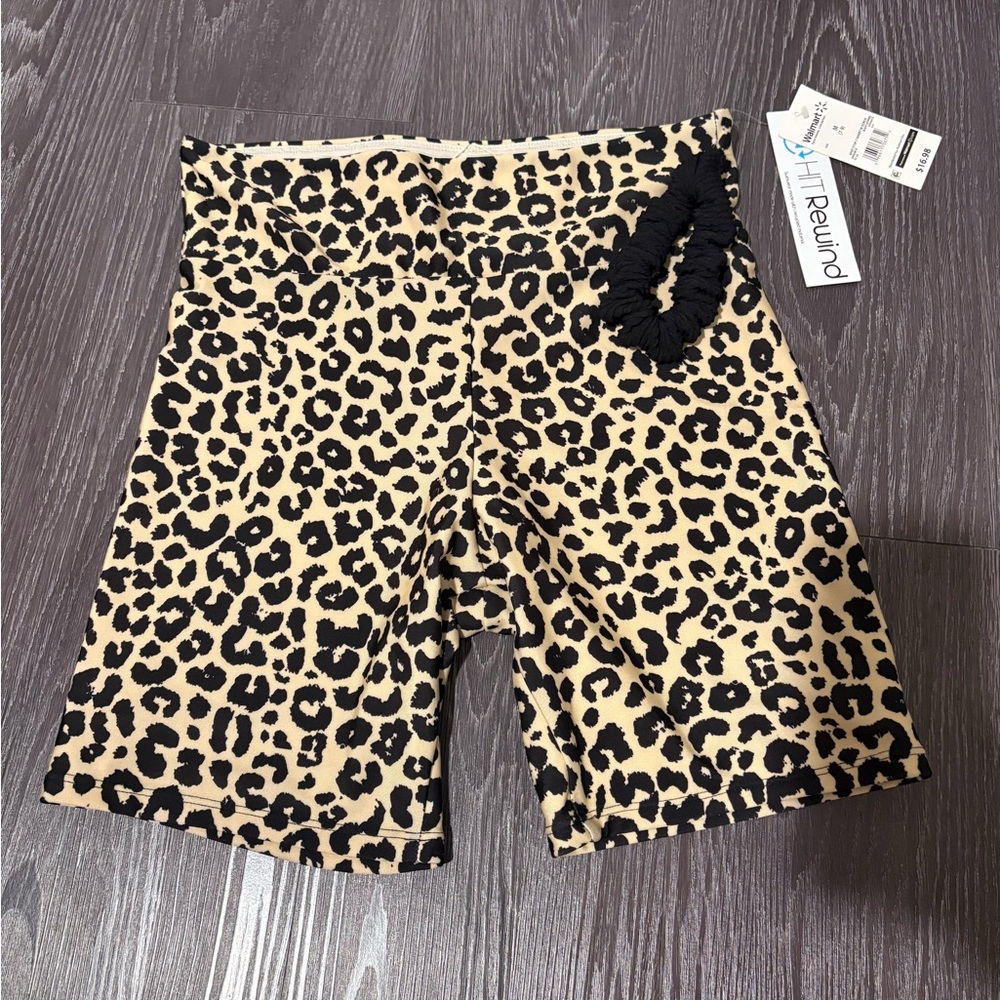 NWT Hit Rewind: Leopard Print Shorts/Swimwear Size Medium